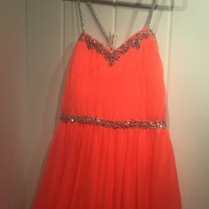 Plus Size Bright Orange Prom Dress